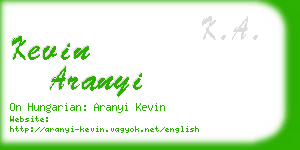 kevin aranyi business card